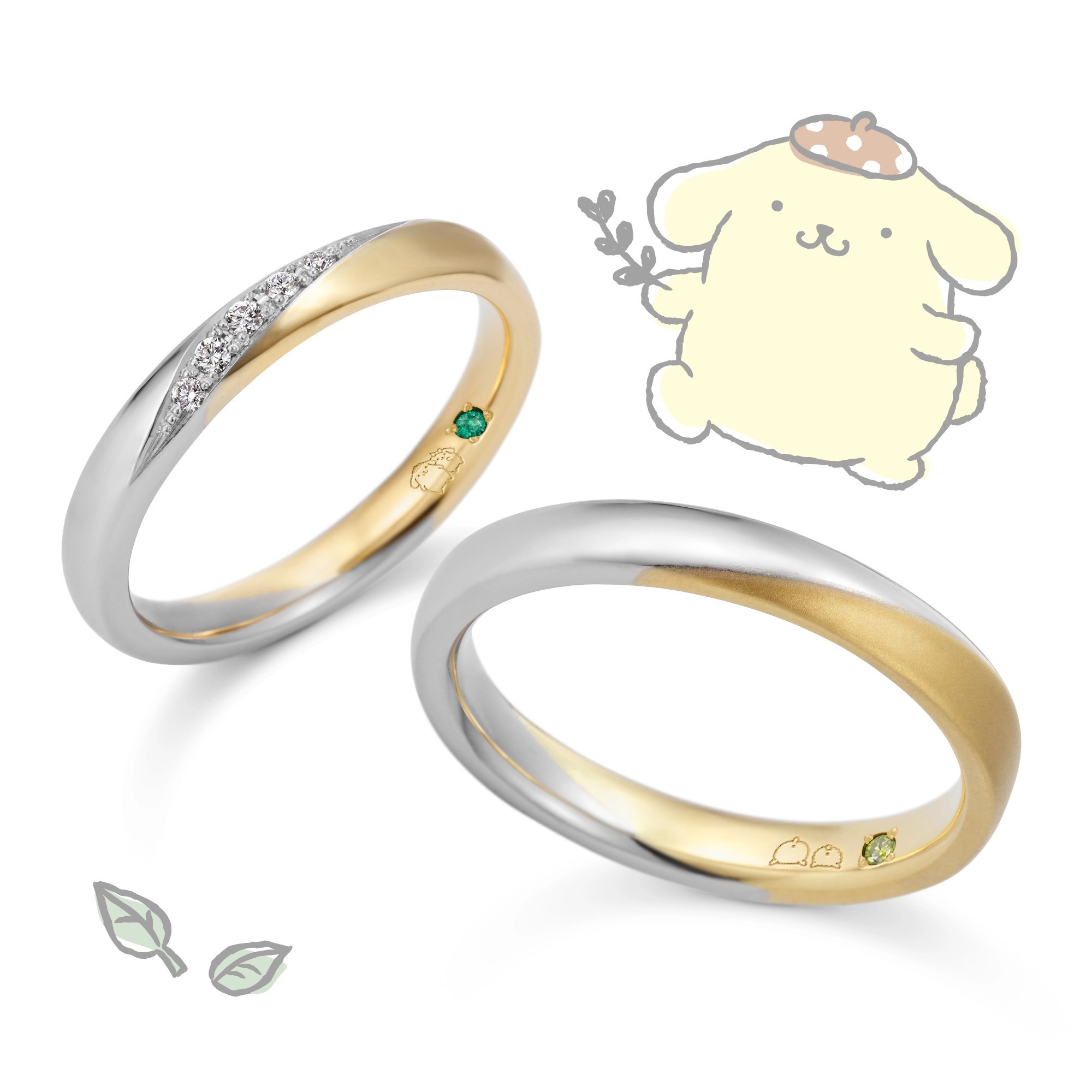 ポムポムプリン＆マカロン（エメラルド/ペリドット）